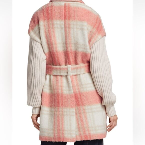 Cinq à Sept Aretha Plaid Mixed Media Coat NWT - Picture 3 of 11